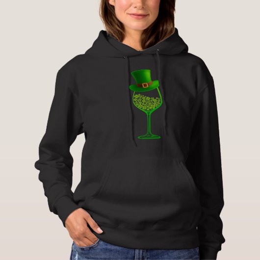 St Patrick S Day Shamrock Wijnglas Kostuum Mannen Hoodie (Voorkant)