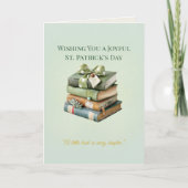 St. Patrick’s Day Stack of Books Card – Irish Luck Kaart (Voorkant)