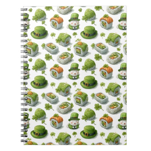 St. Patrick’s Day Sushi Rolls & Shamrock Notitieboek (Voorkant)