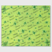St. Patrick’s Day Watercolor Shamrock on green Cadeaupapier (Vlak)