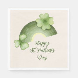 St. Patrick’s Day – Watercolor Shamrock Rainbow Servet