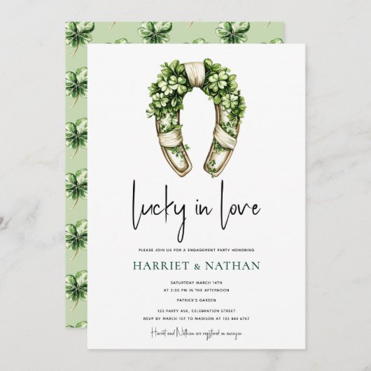 St Patrick’s Engagement Party Horseshoe Kaart (Voorkant / Achterkant)