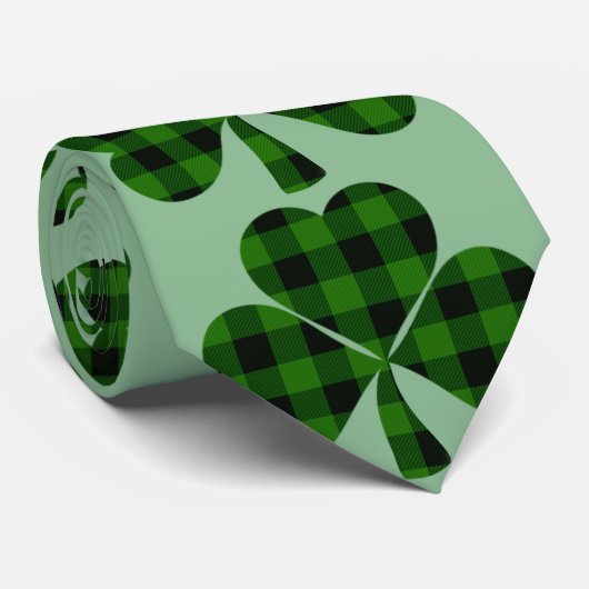 St. Patrick’s groene klaver zwart geruite shamrock Stropdas (Opgerold)