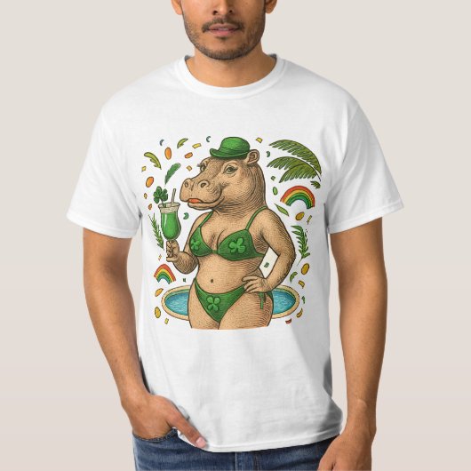 St. Patrick’s Tropical Pool Party for Hippo lovers T-shirt (Voorkant)
