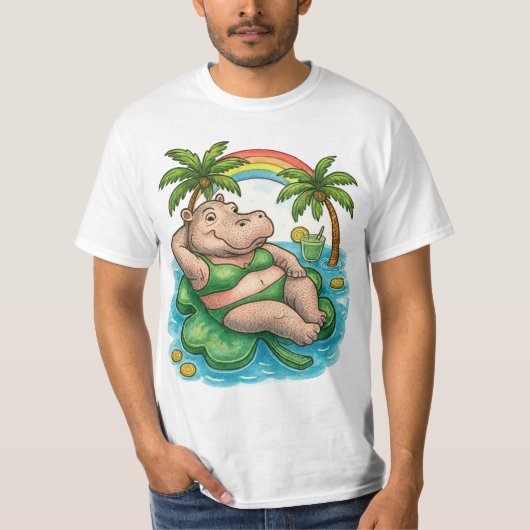 St. Patrick’s Tropical Pool Party for Hippo lovers T-shirt (Voorkant)