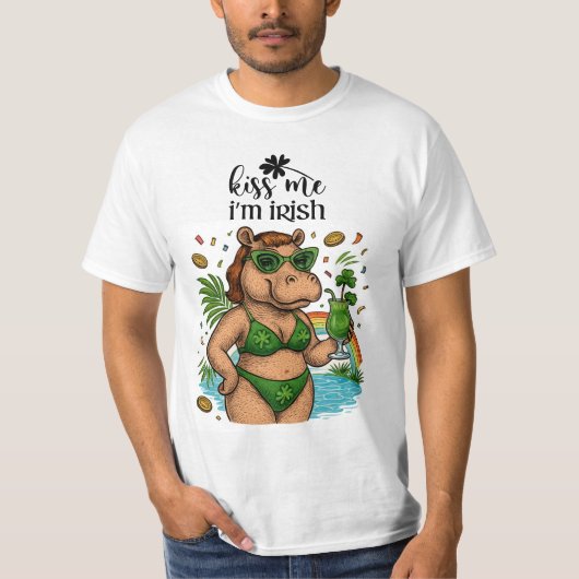 St. Patrick’s Tropical Pool Party for Hippo lovers T-shirt (Voorkant)