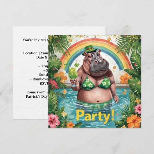 St. Patrick’s Tropical Pool Party Invitation Kaart (Voorkant / Achterkant)