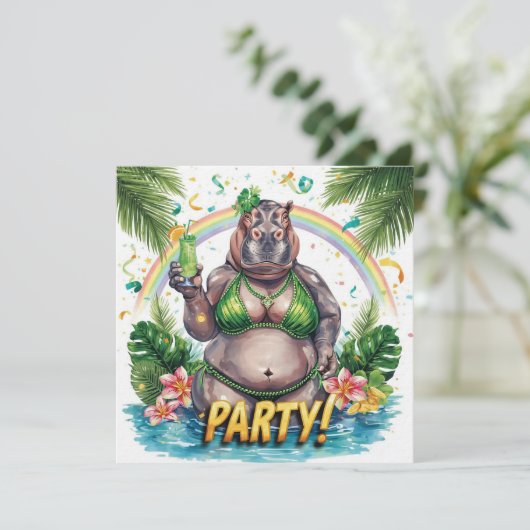 St. Patrick’s Tropical Pool Party Invitation  Kaart (Staand voorkant)