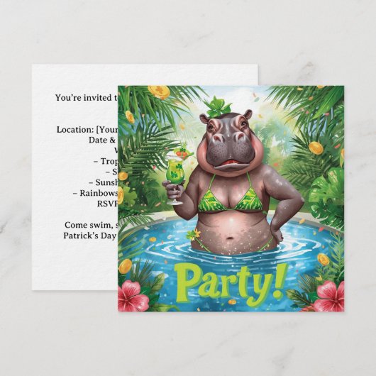 St. Patrick’s Tropical Pool Party Invitation  Kaart (Voorkant / Achterkant)
