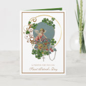 St. Patrick Shamrock Angel Rosary Prayer Kaart (Voorkant)