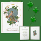 St. Patrick Shamrock Angel Rosary Prayer Kaart