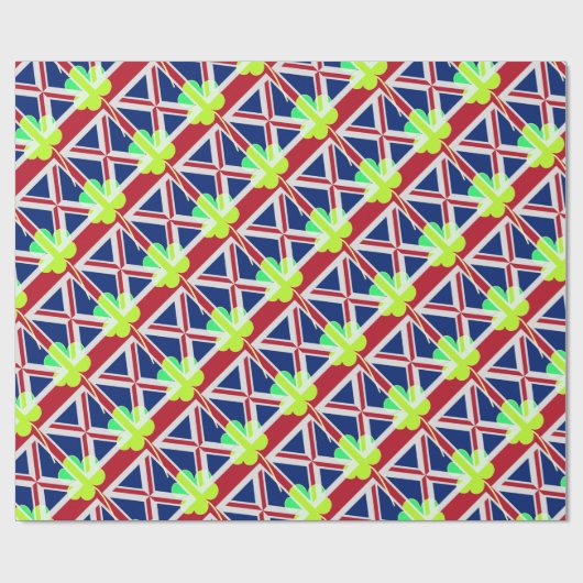 St. Patrick Shamrock Clover UK Flag Ierland Cadeaupapier (Vlak)