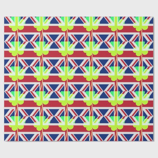 St. Patrick Shamrock Clover UK Flag Ierland Cadeaupapier (Vlak)