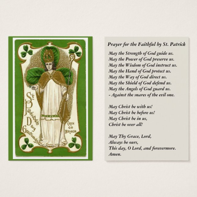 St. Patrick Shamrocks Bisschopsgebed Visitekaartjes (Voorkant /achterkant)