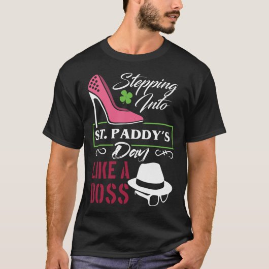 St Patrick stapt in Paddy's Day als een Bos T-shirt (Voorkant)