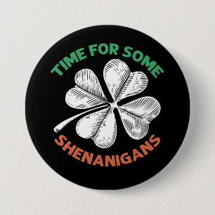 St. Patrick Tijd Voor Wat Schelmenstreken Klaver F Ronde Button 7,6 Cm