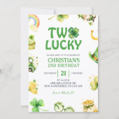 St Patrick Two Lucky Birthday Invitation Kaart (Voorkant)