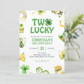 St Patrick Two Lucky Birthday Invitation Kaart (Staand voorkant)