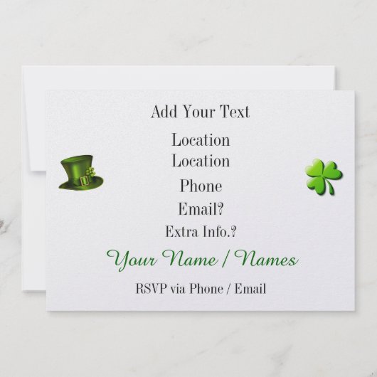 St. Patrick uitnodiging (Achterkant)