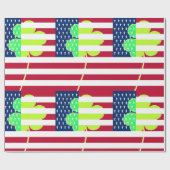 St. Patrick USA Ireland Shamrock American Flag Cadeaupapier (Vlak)