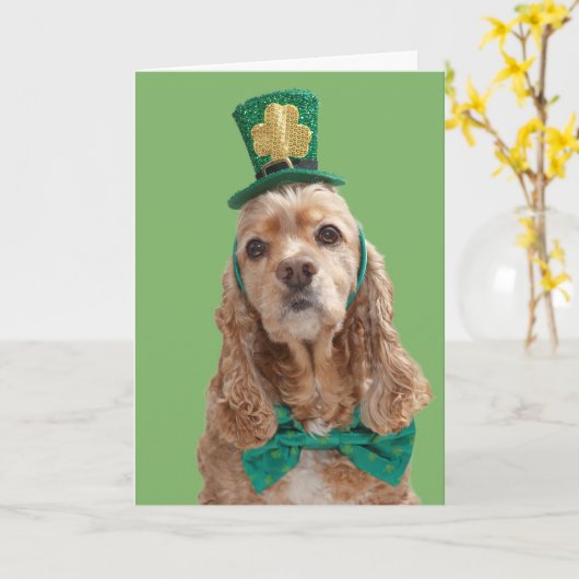 St. Patrick van de cocker-spaniël het Wenskaart Kaart (Gele Bloem)