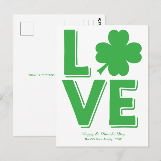 St. Patrick van de Klaver van de liefde Ierse Dag Briefkaart (Voorkant / Achterkant)