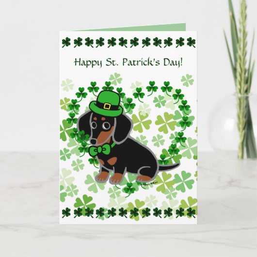 St. Patrick van de zwarte en Tan Dachsund de Kaart (Voorkant)