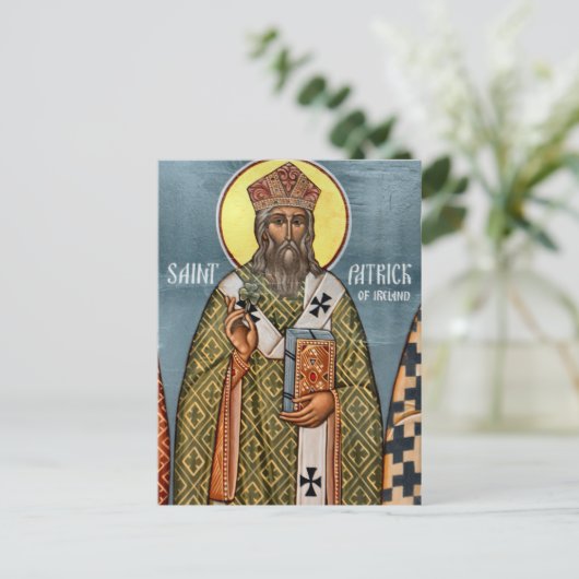 St. Patrick van Ierland Orthodox Christelijk Icoon Briefkaart (Staand voorkant)
