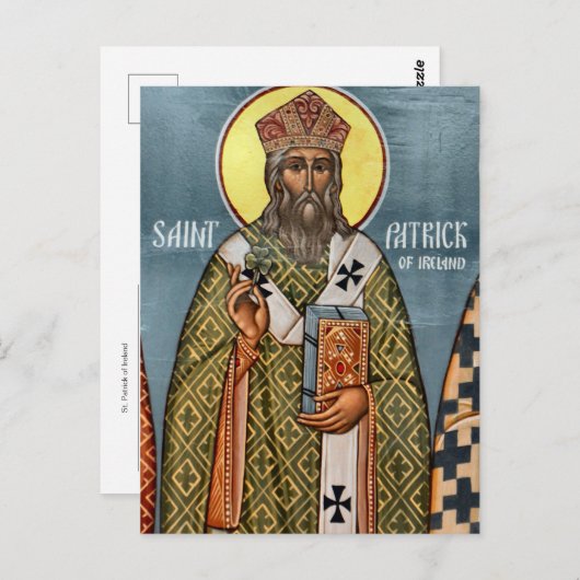 St. Patrick van Ierland Orthodox Christelijk Icoon Briefkaart (Voorkant / Achterkant)