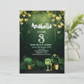 St. Patrick verjaardagsfeestje klavers en ballonne Kaart (Staand voorkant)