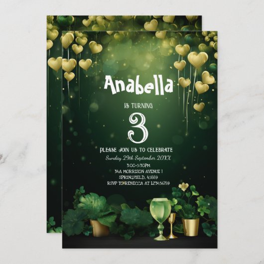 St. Patrick verjaardagsfeestje klavers en ballonne Kaart (Voorkant / Achterkant)