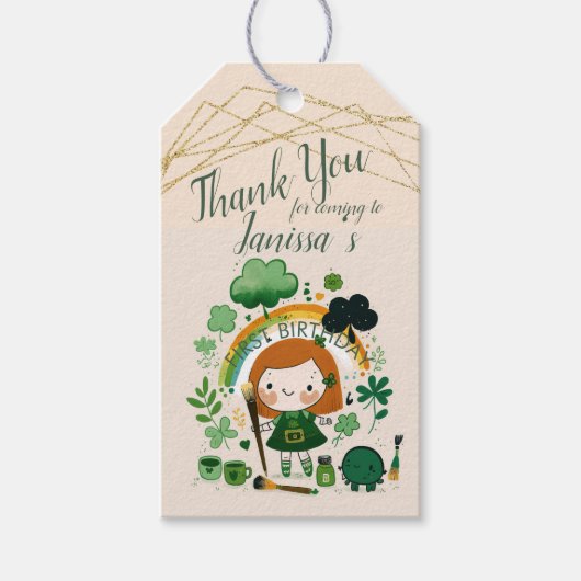 St. Patrick Verjaardagsmeisje Shamrock Glitter Cadeaulabel (Voorkant)