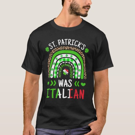 St Patrick was Italiaans leopard Print Rainbow Sha T-shirt (Voorkant)