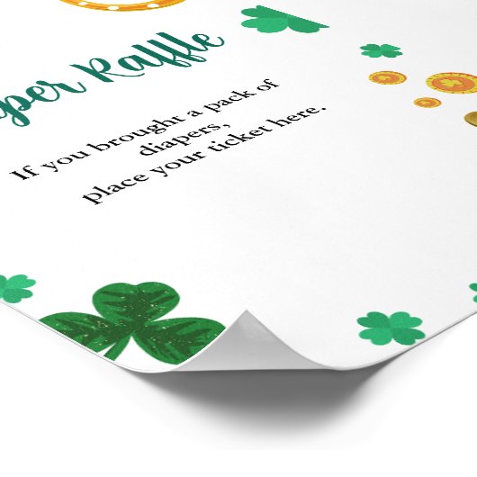 St Patrick Waterverf Baby shower luierloterij Poster (Hoek)