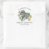 St Patricks Aangepaste naam Groene Schedel Gelukki Ronde Sticker (Tas)