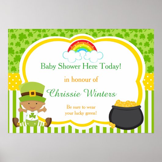St. Patricks African American Boy Baby shower Poster (Voorkant)