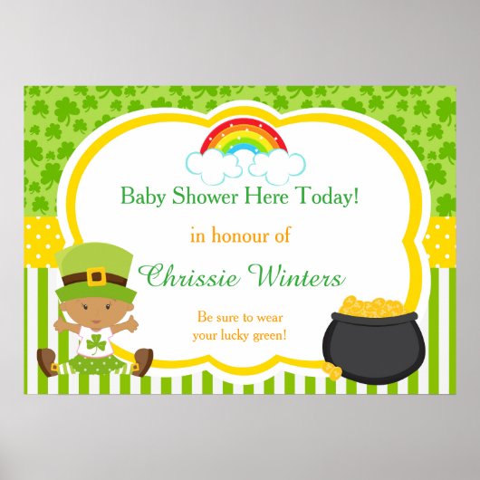 St. Patricks African American Girl Baby shower Poster (Voorkant)