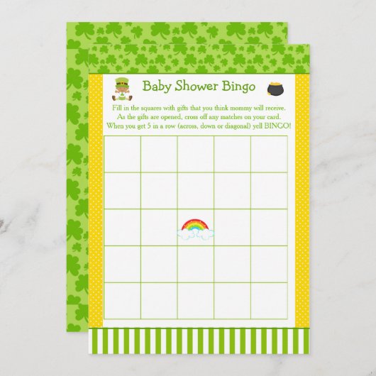 St Patricks Afro-Amerikaans Baby shower Bingo Kaart (Voorkant / Achterkant)