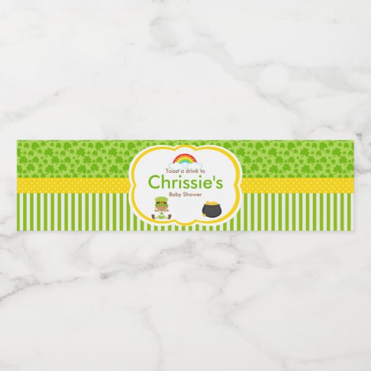 St Patricks Afro-Amerikaanse Jongen Baby shower Pa Waterfles Etiket (Enkel label)