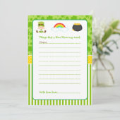 St Patricks Baby Meisje Advies Lijst Kaart (Staand voorkant)