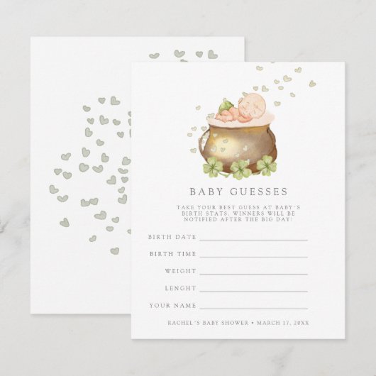 st patricks baby shower gisingspel kaart (Voorkant / Achterkant)