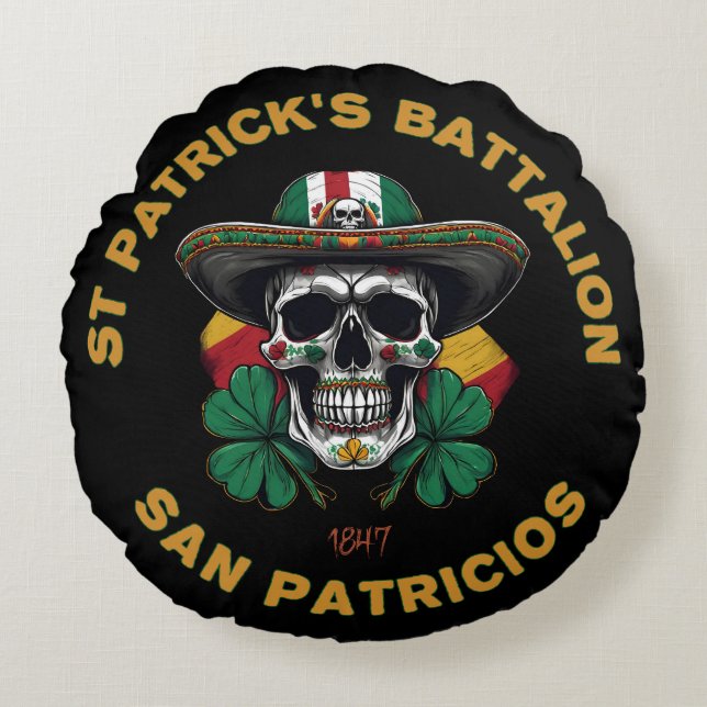 St Patricks Battalion San Patricios Irish Mexican Rond Kussen (Voorkant)