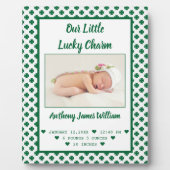 St. Patrick's Birth Announcement Baby boy Foto Fotoplaat (Voorkant)
