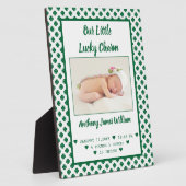 St. Patrick's Birth Announcement Baby boy Foto Fotoplaat (Zijkant)