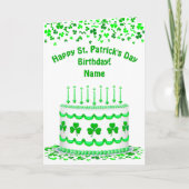 St Patrick's Birthday Cake Custom Candles Greeting Kaart (Voorkant)