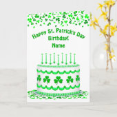 St Patrick's Birthday Cake Custom Candles Greeting Kaart (Gele Bloem)