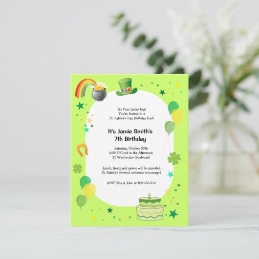 St. Patrick's Birthday Costume Party Invitation Kaart (Staand voorkant)