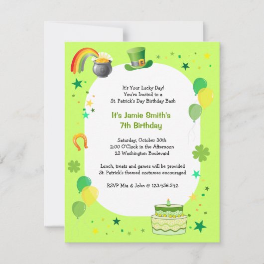 St. Patrick's Birthday Costume Party Invitation Kaart (Voorkant)
