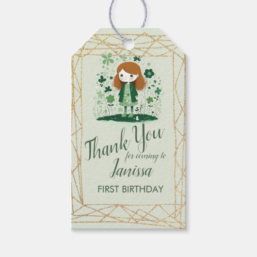 St. Patricks Birthday Girl Shamrock Glitter Lijst Cadeaulabel (Voorkant)