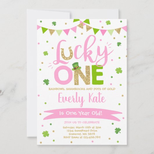 St. Patrick's Birthday Invitation Lucky One Party Kaart (Voorkant)